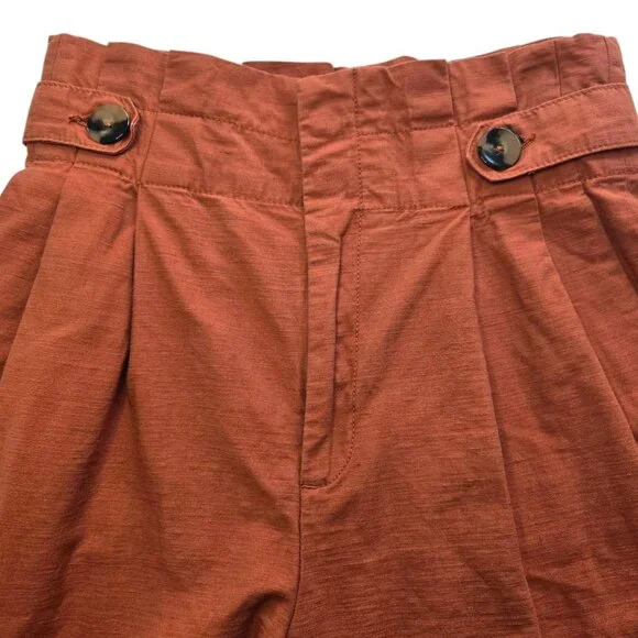 Zara Woman High-Waisted Pleated Rust Orange Tapered Pants Size S - Picture 4 of 8